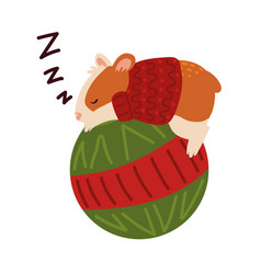 Christmas Sleeping Hamster On Ball Animal