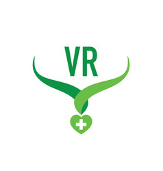 Initial Letter Vr Creative Health Green Logo