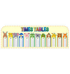 Math Times Table Chart Animal Theme