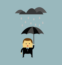 Office Worker With Umbrella Standing Under The Rai