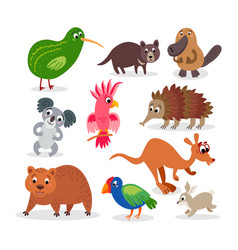 Wild Australia Animals Set In Flat Style