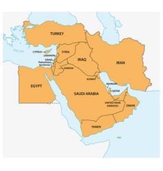 Map Of Geopolitical Region Middle East