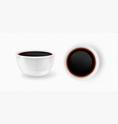 Realistic Soy Sauce Top View Bowl Isolated