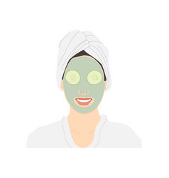 Cosmetic Face Care Smiling Woman With Cucumbers