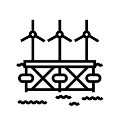 Floating Wave Platform Line Icon