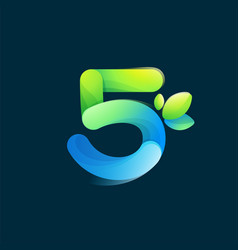 Number Five Eco Logo With Gradient Lines