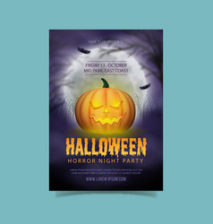 Realistic Halloween Pumpkin Poster Template Design