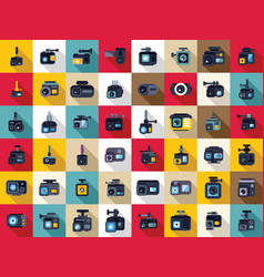 Camera Go Pro Icons Set Flat Action