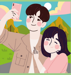 Korean Couple Using Smartphone