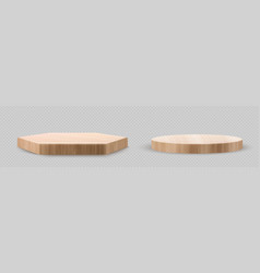 Realistic Set Of Circle Hexagon Wooden Boards