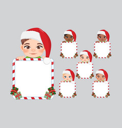 Set Of Cute Santa Boys Holding Candy Stick Frame