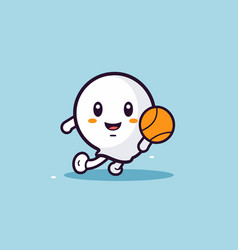 Cute Ball Character Playing Basketball Flat