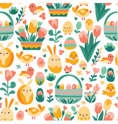 Retro Whimsical Easter Seamless Pattern Background