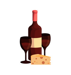 Wine Bottle With Cheese