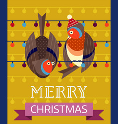 Christmas Birds Card With Funny Robin Couple