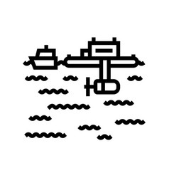 Floating Platform Tidal Power Line Icon