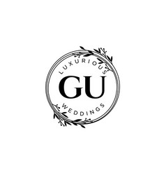 Gu Initials Letter Wedding Monogram Logos