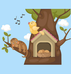 Nightingale Bird On Bird House