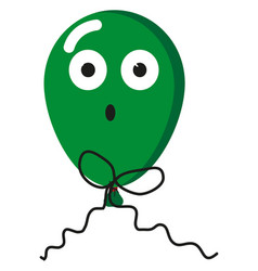 Scared Green Balloon On A White Background