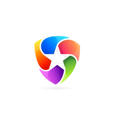 Colorful Shield Logo With Star Concept Star