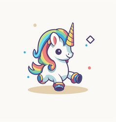 Cute Cartoon Unicorn Isolated On White Background