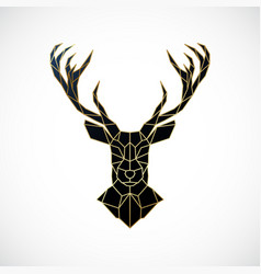 Geometric Deer Head Golden Polygonal Reindeer