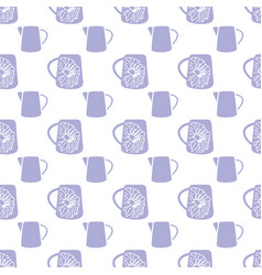 Purple Cups White Flowers Seamless Pattern Print