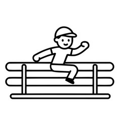 Boy Jumping Over A Fence In A Flat Style