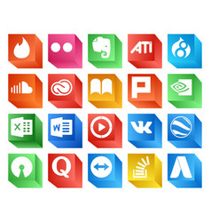 20 Social Media Icon Pack Including Video Word