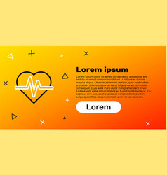 Line Heart Rate Icon Isolated On Yellow Background