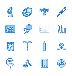 Obstetrics Clinic Flat Line Icons Set Abortion