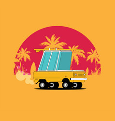 Summer Holidays Flat Design Beach With Car