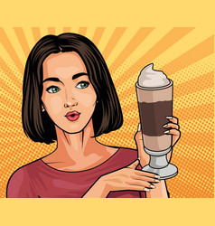 Woman Lifting Iced Coffee Scene