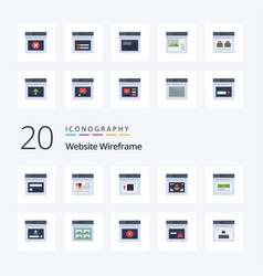 20 Website Wireframe Flat Color Icon Pack Like