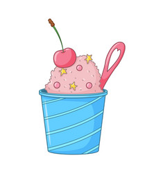 Pink Ice Cream With Sprinkles Cherry And Cute