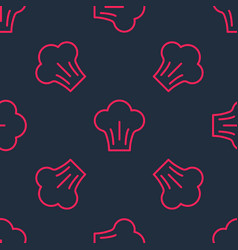 Red Line Chef Hat Icon Isolated Seamless Pattern