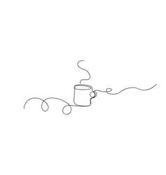 Linear Black Tea Cup Line Outline Contour Drawing