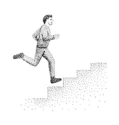 A Man Runs Up The Stairs