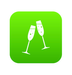 Two Glasses Of Champagne Icon Digital Green