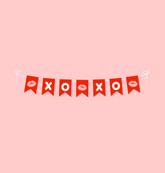 Xo Valentine Day Bunting Garland Red Pennants