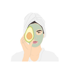 Cosmetic Face Care Smiling Woman With Green Face