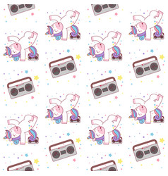 Cute Unicorn Break Dance Hip Hop Seamless Pattern