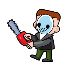 Murderer Hold Chainsaw Halloween Cartoon