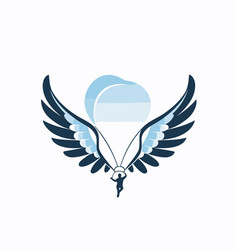 Parachutist Logo With Winged Man