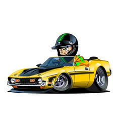 Cartoon Retro Sport Car With Driver Isolated