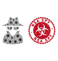 Coronavirus Collage Spy Icon With Textured Nsa Spy