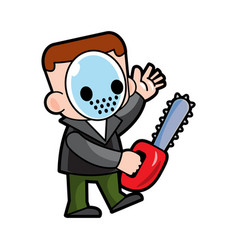 Murderer Hold Chainsaw Halloween Cartoon