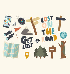 Set Icons Get Lost In Forest Or Road Theme