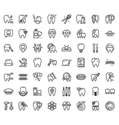 Tooth Restoration Icons Set Outline Style