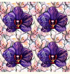 Watercolor Floral Orchid Alstroemeria Seamless